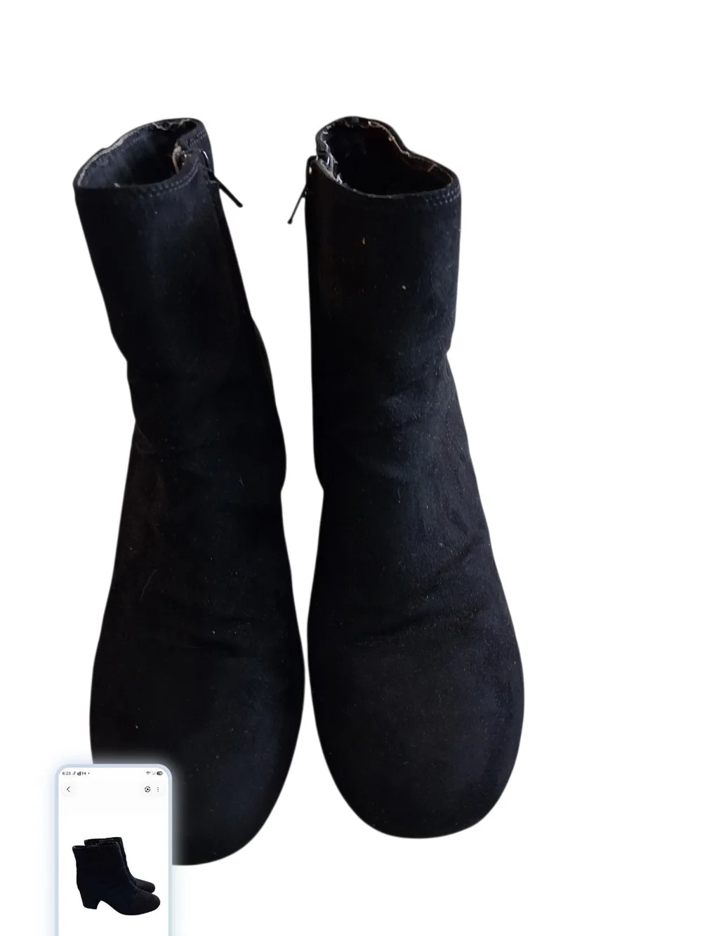 Women's Black Suede Block Heel Ankle Boots